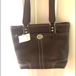 New Authentic COACH handbag , soft chocolate brown leather (this is not vinyl)